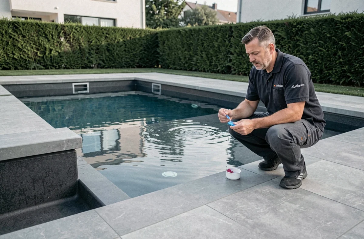 Piscine contemporaine à débordement avec spa intégré réalisée par Abrileader dans le secteur de L'Union près de Toulouse