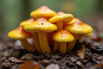 Gros plan sur des chanterelles jaunes dans la forêt