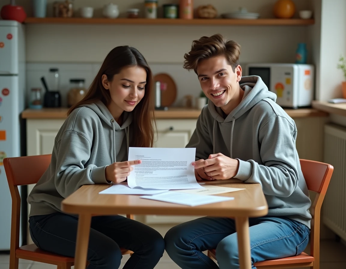 Deux colocataires étudiants étudiant ensemble un contrat d'assurance habitation Macif