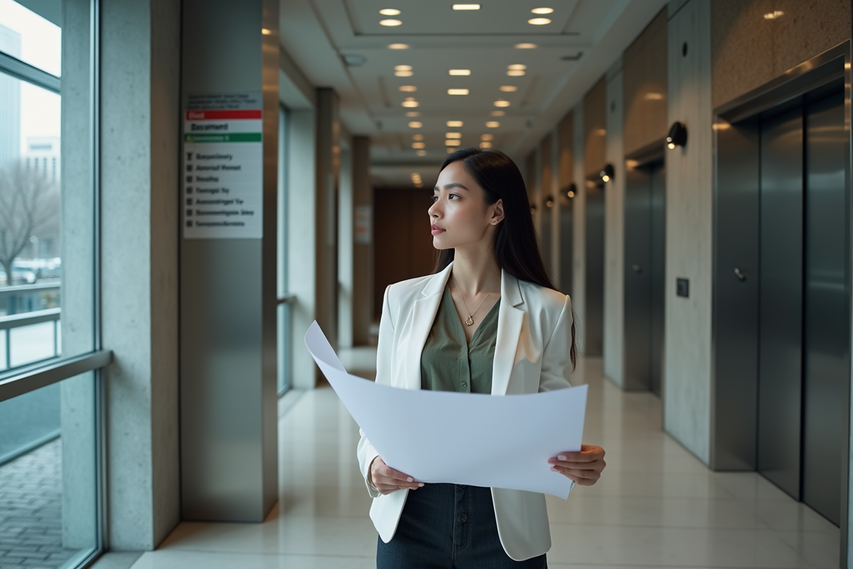 Jeune femme tenant des plans près d