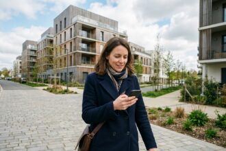 Femme professionnelle dans un quartier moderne de Carquefou