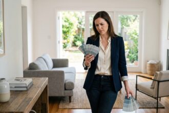 Stagiaire en décoration choisissant des échantillons de peinture
